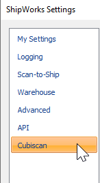 Click Cubiscan in the list of available options.