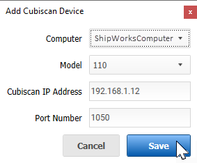 Enter the device details and click the Save button.