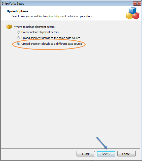 odbc upload options shipment details different data source