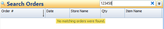 no matching orders were found