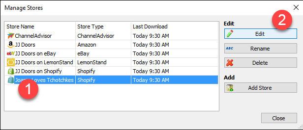 select store click edit button