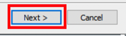Box highlights the Next button.