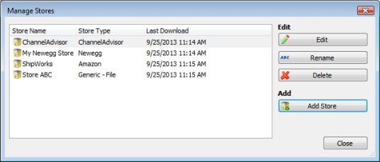 manage stores screen