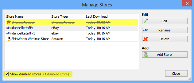 show disabled stores