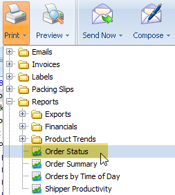 select the order status template to print