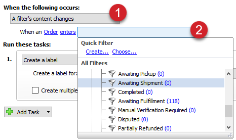 when a filter's content changes, filter enters awaiting fulfillment filter