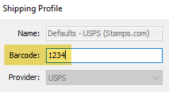 enter a barcode into the barcode field for shipping profile