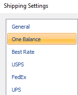 ShipWorks One Balance shipping settings