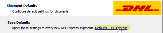 dhl add carrier link defaults