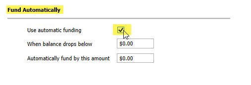 ShipWorks One Balance checkbox use automatic funding