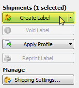 create label button on ship orders screen
