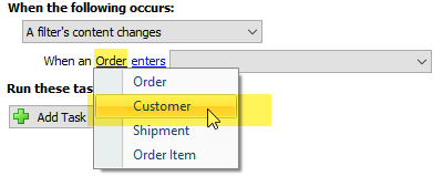 click order and select customer. filters