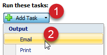click add task button select Email