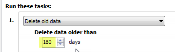 delete old data older than 180 days