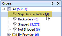 select the ship date is today filter