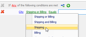 add filter wizard change condition city shipping
