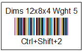 an example of a shipping profile barcode and keyboard shortcut