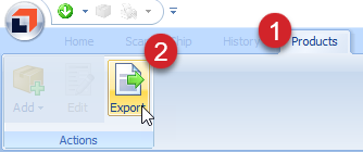 click the products tab and then the export button