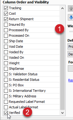 scroll down on order and visibility screen select verified