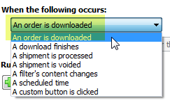 select when an order is downloaded