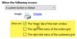 select show on the home tab of the main menu. actions when the following occurs