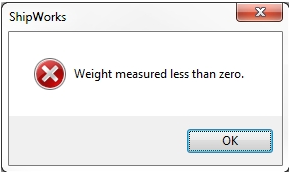 Error: Weight measured less than zero