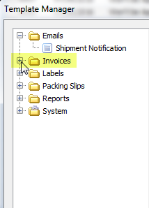 select invoices folder in template manager