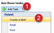 run these tasks > add task > Create a label