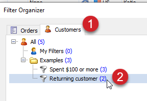 select customers then returning customers filter
