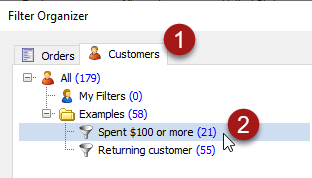 select the spent $100 or more filter