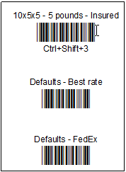 shipping profile barcodes and shortcuts