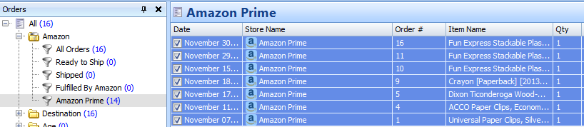 select multiple Amazon Prime orders