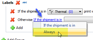click if shipment is in and select always