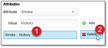 select attribute click delete button