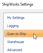 select scan-to-ship on shipworks settings screen