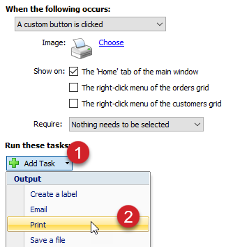 actions click add task button then print