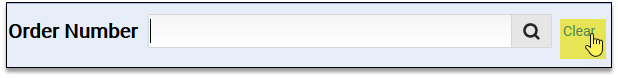 clear link on search orders field