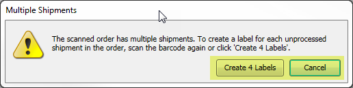 create 4 labels button on multiple shipments screen