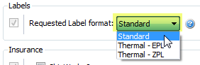 select requested label format standard