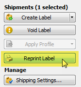 reprint label button on ship orders screen