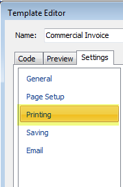 select settings tab printing in template editor