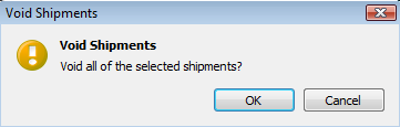 OK button on void shipment confirmation