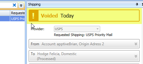 voided today notification in shipping panel