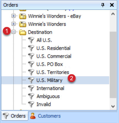 Expand the Destination folder then select the filter.