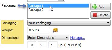 multiple packages select modify shipment details