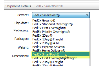 select fedex smartpost as service