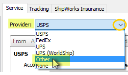 select other as shipping provider