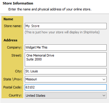 Generic store information screen in Add store wizard