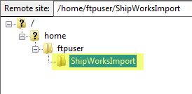 filezilla shipworksimport folder directory
