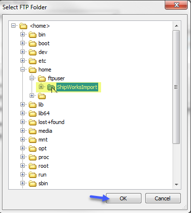 select shipworks import as incoming FTP folder generic file